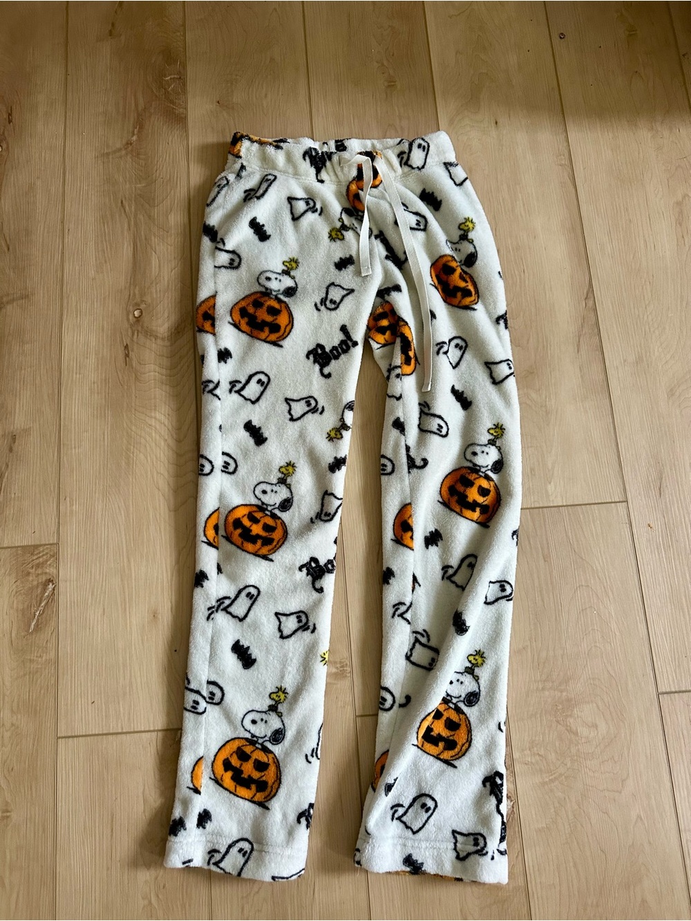 Peanuts Fleece Pajama Pants with Orange Pumpkin & Black Accents